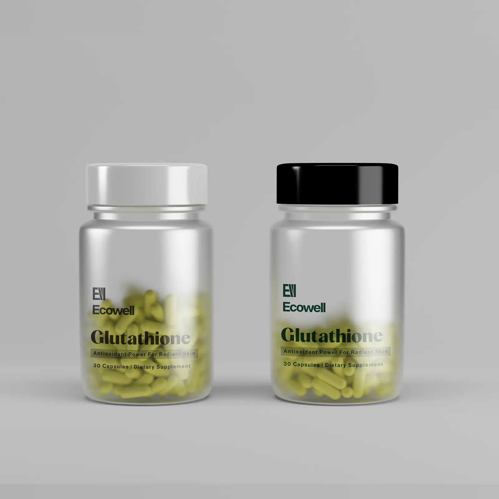 Two Glass Jars Glutathione Supplement